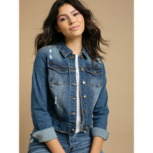 Load image into Gallery viewer, Celebrity Pink Distressed Denim Button Front Jean Jacket XS Blue
