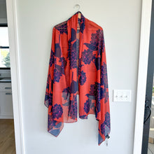 Load image into Gallery viewer, Lafayette 148 New York Floral Print Sheer Scarf Red One Size NWT
