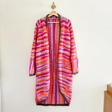 Load image into Gallery viewer, NWT Free People Pink Tiger Knit Open Front Duster Cardigan Pink/Orange XS
