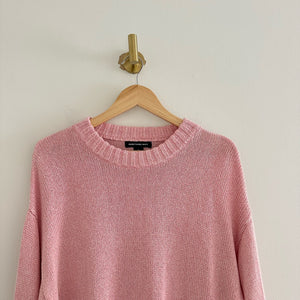 Something Navy Crew Neck Knit Pullover Sweater Pink M