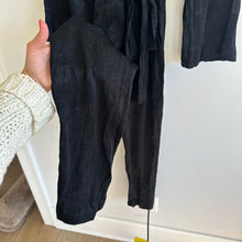 Load image into Gallery viewer, BCBGMaxAzria Jacquard Floral Belted Long Sleeve Jumpsuit Black XS
