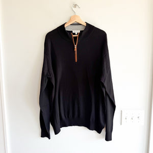 Peter Millar Autumn Crest Quarter Zip Long Sleeve Pullover Sweater Black XXL