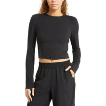 Load image into Gallery viewer, Zella Streamline Seamed Long Sleeve Activewear Cropped Top Black M
