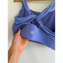 Load image into Gallery viewer, Athleta Warrior Twist Longline Scoop Neck Yoga Sports Bra Purple XL
