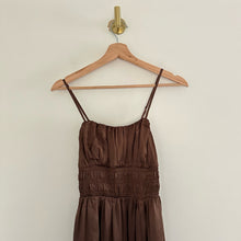 Load image into Gallery viewer, Abercrombie &amp; Fitch Smocked Bodice Satin Maxi Dress Brown XS
