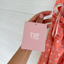 Load image into Gallery viewer, TVF for DVF Patterned Halter Tie Backless Mini Sundress Coral Pink 4 NWT
