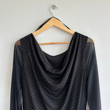 Load image into Gallery viewer, Frank Lyman Polka Dot Semi-Sheer Long Sleeve Mini Dress Black 14 NWT
