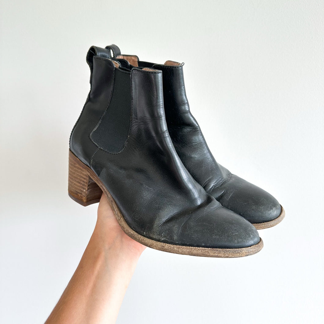 Madewell The Regan Leather Heeled Boot True Black 7.5