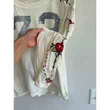 Load image into Gallery viewer, We The Free Lilith Floral Embroidered Sleeve Casual Oversized T-Shirt White S

