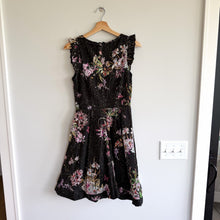 Load image into Gallery viewer, Anthropologie Eri + Ali Neveah Floral Lace Fit &amp; Flare Ruffle Dress Black 10 NWT
