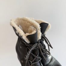 Load image into Gallery viewer, Sorel Joan of Arctic Wedge Shearling Waterproof Lace Up Snow Boots Black 9
