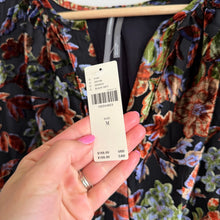 Load image into Gallery viewer, Anthropologie The Somerset Velvet Floral V-Neck Mini Dress Black M NWT
