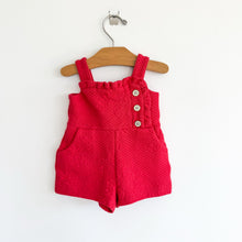Load image into Gallery viewer, Janie and Jack Floral Jacquard Sleeveless Button Front Romper Red 3-6M
