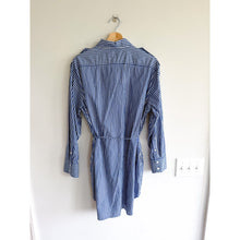 Load image into Gallery viewer, Rag &amp; Bone Nadine Pinstripe Long Sleeve Mini Shirt Dress Blue L
