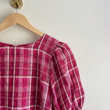Load image into Gallery viewer, Madewell Plaid Puff-Sleeve Top Pink S
