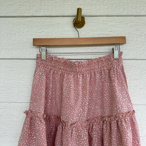 Alelly Ruffle Floral Print Mini Skirt Pink M NWT
