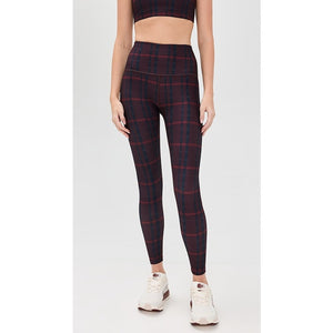 Beyond Yoga Softmark Caught In The Midi Leggings Dark Cherry Preppy Plaid L