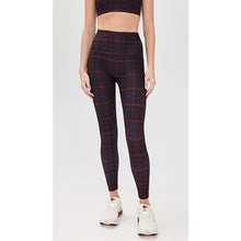 Load image into Gallery viewer, Beyond Yoga Softmark Caught In The Midi Leggings Dark Cherry Preppy Plaid L
