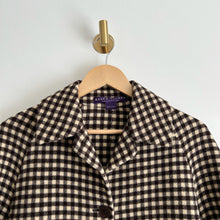 Load image into Gallery viewer, Ralph Lauren Collection Purple Label Wool Cashmere Blend Check Print Coat Brown $3998
