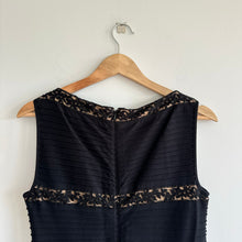 Load image into Gallery viewer, Tadashi Shoji Pleated Lace Sleeveless Boat Neck Mini Dress Black M
