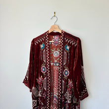Load image into Gallery viewer, Johnny Was Velvet Embroidered Open Cardigan M Rust
