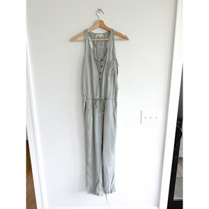 Cloth & Stone Sleeveless Button Front Straight Leg Jumpsuit Green XS