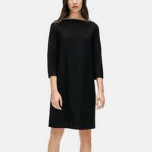 Load image into Gallery viewer, Eileen Fisher Washable Stretch Crepe Shift Dress Black L

