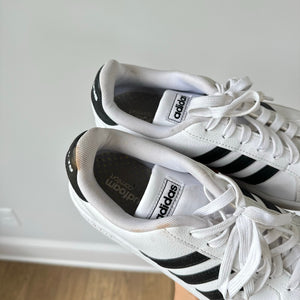 Adidas Grand Court Lace Up Leather Low Top Sneakers White Black 7.5