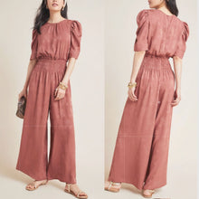Load image into Gallery viewer, Current Air x Anthropologie Castille Wide Leg Jacquard Floral Jumpsuit Pink XS
