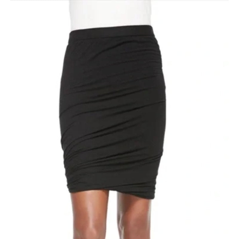 T by Alexander Wang Bubble Hem High Rise Pull On Pencil Skirt Black L