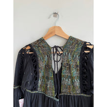 Load image into Gallery viewer, Free People Much Love Embroidered V-Neck Long Sleeve Tunic Top Black XS NWT
