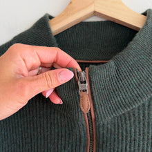 Load image into Gallery viewer, Vineyard Vines 100% Cashmere 1/4 Zip Leather Pullover Sweater Dark Green XL
