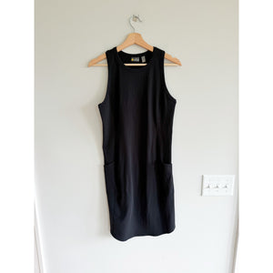 Zella Live In Ribbed Pocket Sleeveless Midi Tank Dress Black M