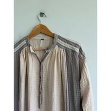 Load image into Gallery viewer, Free People Metallic Thread Long Sleeve Tunic Mini Dress Cream Gray XS
