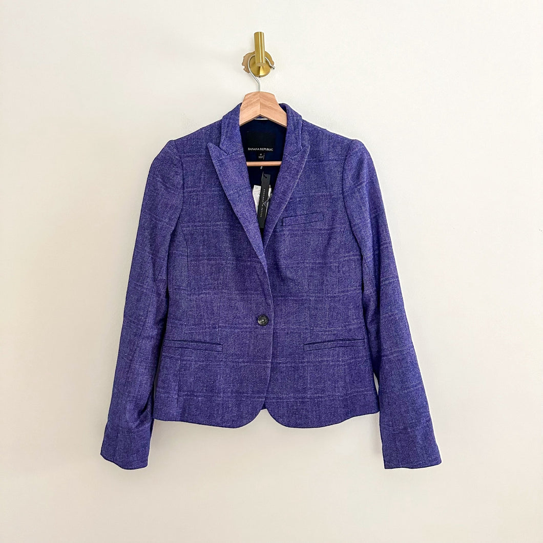 NWT Banana Republic Classic-Fit Herringbone Blazer Purple 0