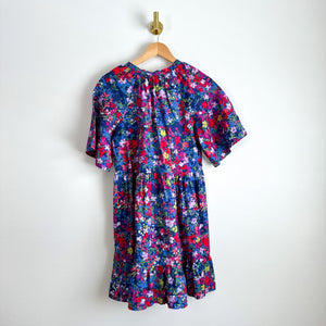 Summersalt The Tie Neck Floral Short Sleeve Mini Dress Blue/Red XS