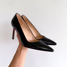 Load image into Gallery viewer, Manolo Blahnik BB Patent Leather Pointed Toe Slip On Pumps Black 9.5
