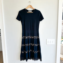 Load image into Gallery viewer, Valentino Flared Stretch Lace Trim Short Sleeve Dress Black 8
