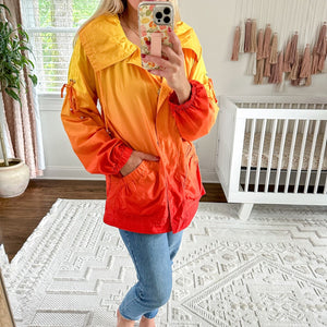 ST. JOHN SoCa Ombré Foldover Windbreaker Jacket Orange