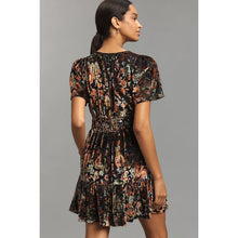 Load image into Gallery viewer, Anthropologie The Somerset Velvet Floral V-Neck Mini Dress Black M NWT

