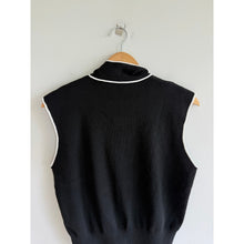 Load image into Gallery viewer, Commense Tie Neck Sleeveless Knit Crew Neck Blouse Black L NWT
