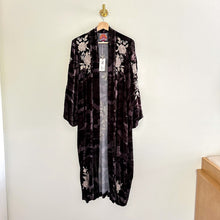 Load image into Gallery viewer, NWT Johnny Was Santal Velvet Embroidered Floral Print Kimono Coat Black M
