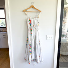 Load image into Gallery viewer, Mochi All Things Mady Striped Floral Embroidered Sleeveless Maxi Dress White XS
