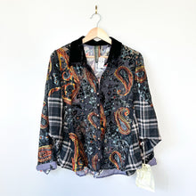 Load image into Gallery viewer, ARATTA Velvet Semi-Sheer Floral Paisley Print Dolman Sleeve Shirt NWT
