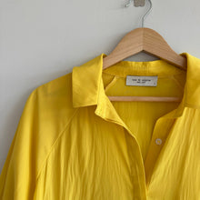 Load image into Gallery viewer, Lola &amp; Sophie Button Front Tiered Short Sleeve Shirt Dress Yellow L
