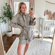 Load image into Gallery viewer, NWT Hudson Oversized Mini Shirt Dress with Tie Belt in Moonrock XS
