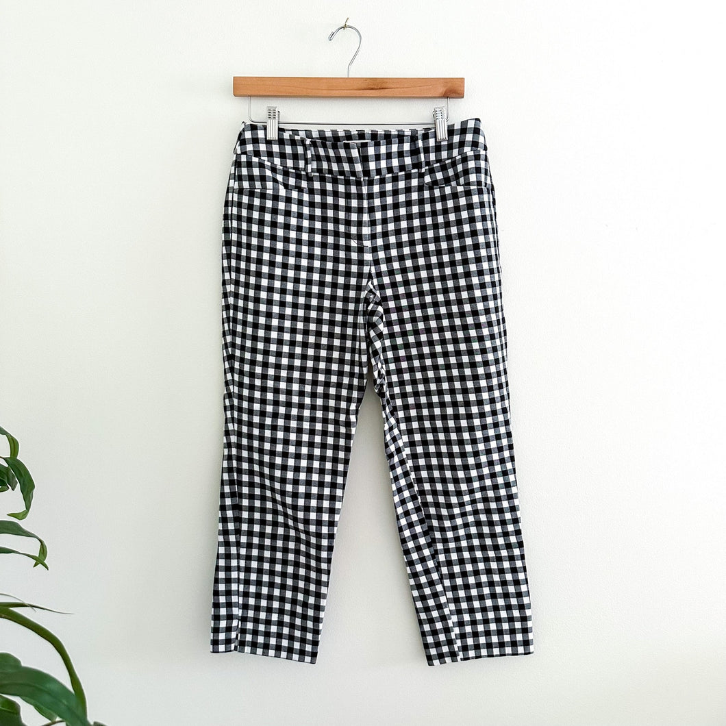 LOFT Julie The Riviera Gingham Pant Black White