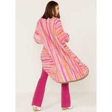 Load image into Gallery viewer, NWT Free People Pink Tiger Knit Open Front Duster Cardigan Pink/Orange XS
