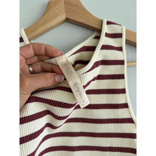 Load image into Gallery viewer, By Together Striped Pattern Ribbed Knit Cropped Tank Top Cream Rust M
