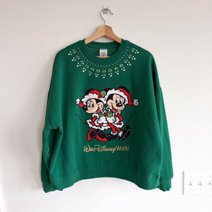 Disney Mickey Mouse Walt Disney World Embroidered Sweatshirt Green L